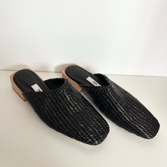 Miista Black Woven Mules with Wooden Heel - Picture 4 of 7